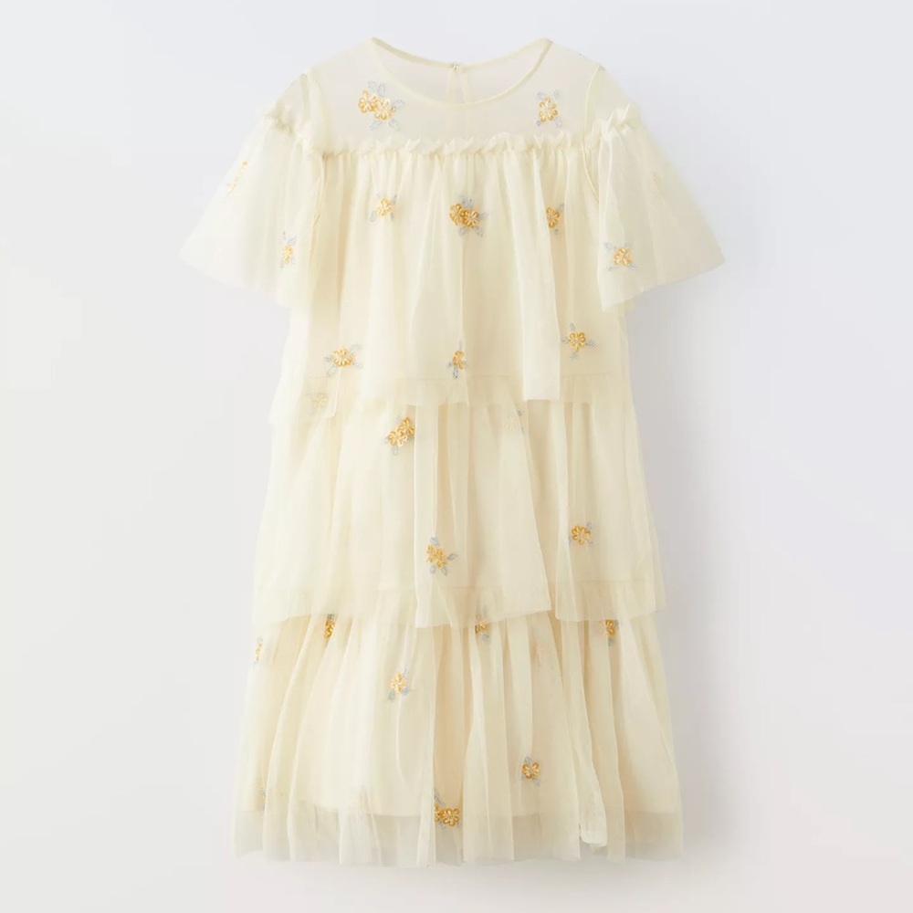 Zara Cream Floral Kids Formal Dress